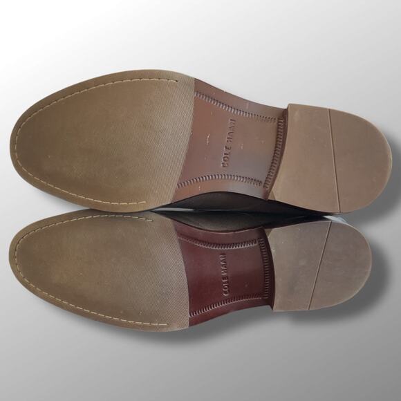 Men's 11.5 M COLE HAAN Classic Single Monk Strap Brown Pebbled Leather Shoes EUC - Picture 5 of 10